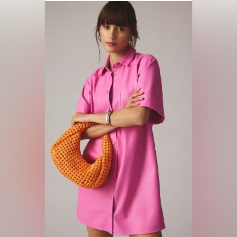 NWT by ANTHROPOLOGIE FAUX LEATHER SHIRT DRESS